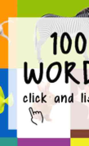 ABC 100 Primeiras Palavras Para As Crianças Ouvir, Aprender, Falar Com Vocabulário Em Inglês Com Animais 1