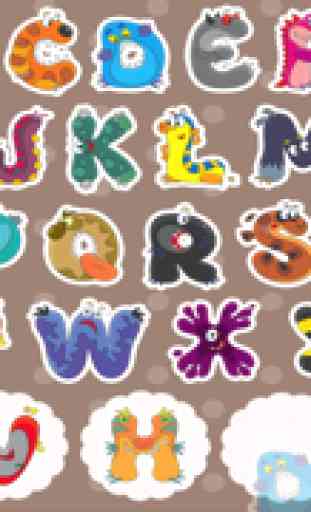 ABC - Aprender jogo para melhorar a concentração para crianças e adultos! Aprender a se lembrar, memorizar e aprender de cor as letras do alfabeto com monstros engraçados para o jardim de infância ou pré-escola 1