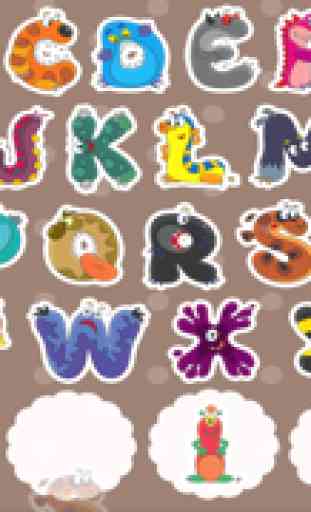 ABC - Aprender jogo para melhorar a concentração para crianças e adultos! Aprender a se lembrar, memorizar e aprender de cor as letras do alfabeto com monstros engraçados para o jardim de infância ou pré-escola 2