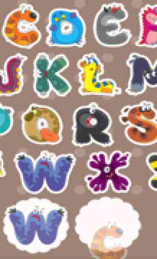 ABC - Aprender jogo para melhorar a concentração para crianças e adultos! Aprender a se lembrar, memorizar e aprender de cor as letras do alfabeto com monstros engraçados para o jardim de infância ou pré-escola 4