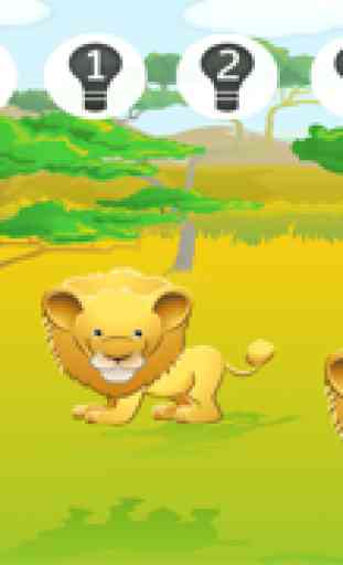 Aprender jogo para as crianças sobre os animais do safari: Jogos para jardim de infância, pré-escola ou creche com o leão, elefante, crocodilo, hipopótamo, macaco, zebra e papagaio e mais na floresta, savana ou deserto! 2