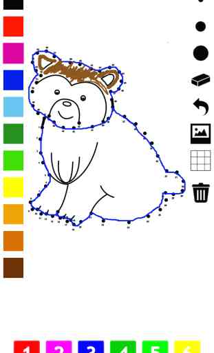 Pintura por números para as crianças: Livro para colorir, Ligue os pontos, jogos e exercícios com os animais, urso, cão, cavalo, porco, coelho e rato. Jogo de quebra-cabeça e de aprender, pintura e contar 1