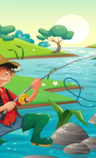 Jogo para crianças idade 2-5 sobre pesca: Jogos, puzzles e enigmas para jardim de infância, pré-escola ou creche. Aprender com o mar, água, peixe, pescador e vara de pesca 1