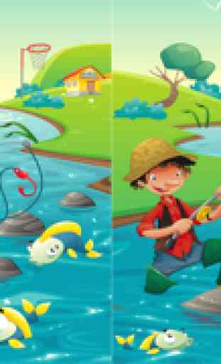 Jogo para crianças idade 2-5 sobre pesca: Jogos, puzzles e enigmas para jardim de infância, pré-escola ou creche. Aprender com o mar, água, peixe, pescador e vara de pesca 2