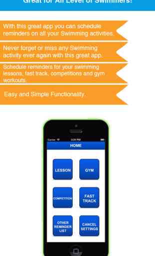 Natação Reminder App - Calendário das atividades do cronograma Lembretes-Sport 2