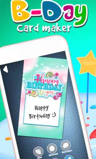 Cartão de Aniversário Virtual - Desejar Celebração Feliz com Fundo Decorativo e um Texto Colorido 1