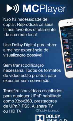 MCPlayer Pro UPnP leitor de vídeo wireless UPnP para o iPhone, transmitir filmes na TV HD 1