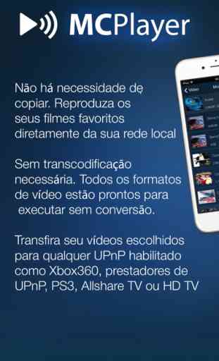 MCPlayer UPnP leitor de vídeo wireless UPnP para o iPhone, transmitir filmes na TV HD 1