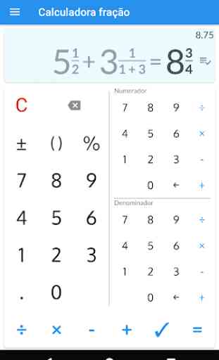 Calculadora de fração com solução 1