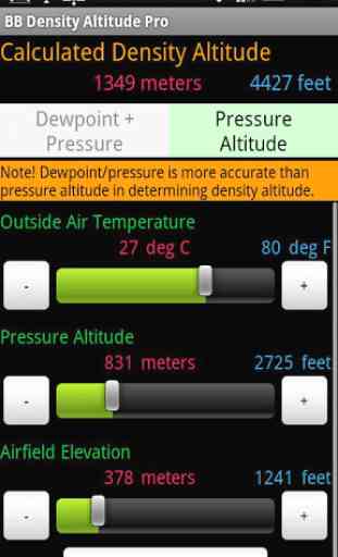 BB Density Altitude Calculator 2