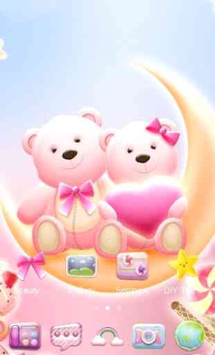 Fofo urso amor mel com corações rosa DIY tema 4