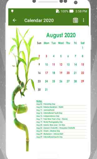 Calendar 2020 with Holidays 4