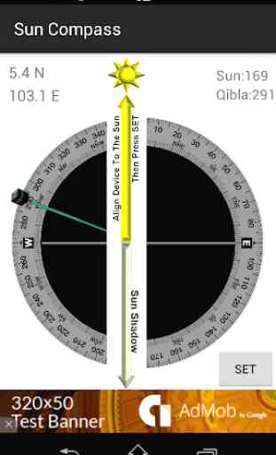 Sun Compass with Qibla angle 1