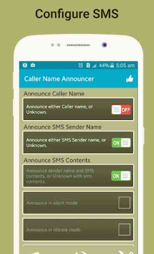 Apresentador de nome do chamador Flash on call SMS 3