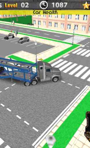 3D Car transport trailer truck 4