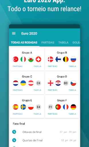 Euro App 2020 Futebol - Resultados e calendário 1