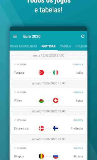 Euro App 2020 Futebol - Resultados e calendário 3