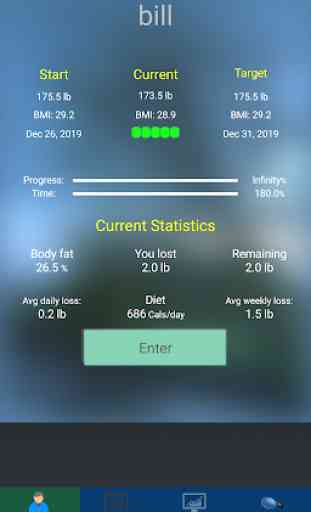 Weight loss tracker, Body measurements, BMI 1