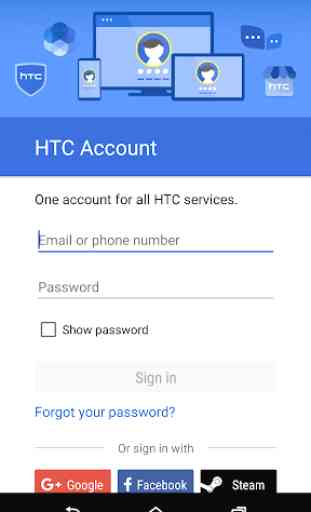Conta HTC—Entrada em serviços 1