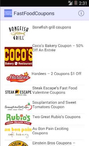 Fast Food & Restaurant Coupons 1