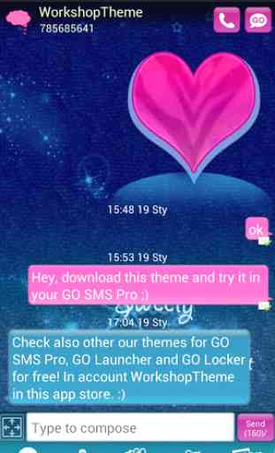 Tema Azul Rosa GO SMS Pro 1