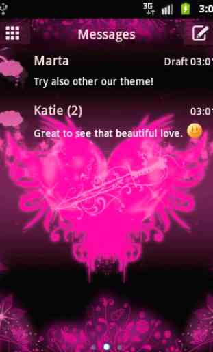 Tema rosa do coração GO SMS 1