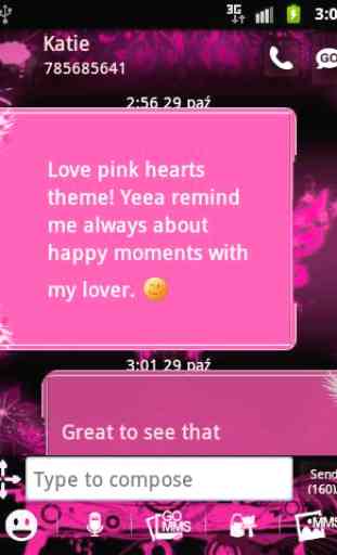 Tema rosa do coração GO SMS 2