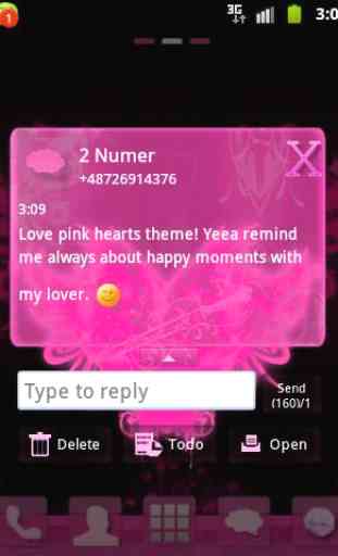 Tema rosa do coração GO SMS 3