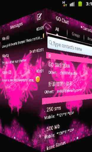 Tema rosa do coração GO SMS 4