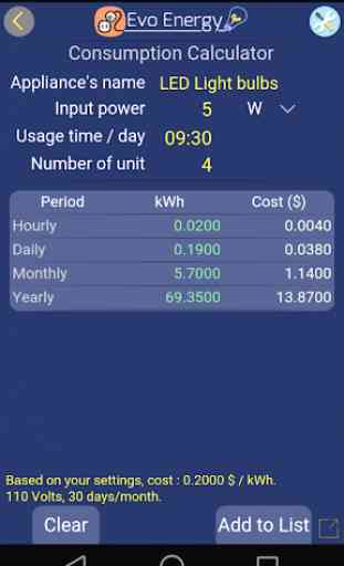 EvoEnergy - Electricity Cost Calculator Free 2