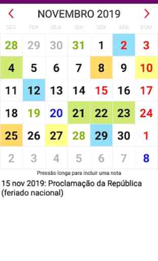 Brasil Calendário 2020 com todos os Feriados 2