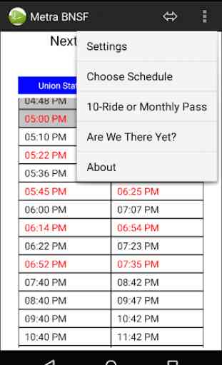 Schedule for Metra - BNSF 4