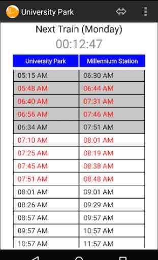 Schedule for Metra Electric 1