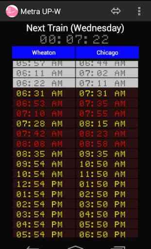 Schedule for Metra UP-W 1