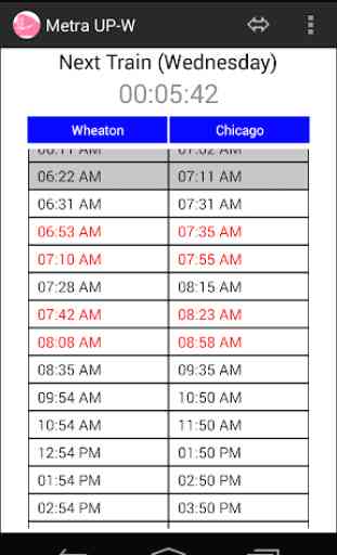 Schedule for Metra UP-W 3