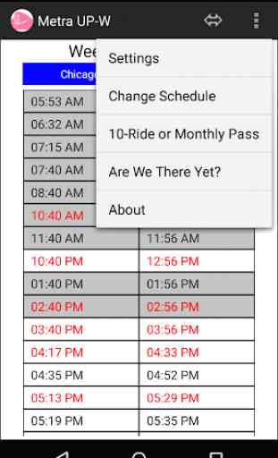 Schedule for Metra UP-W 4