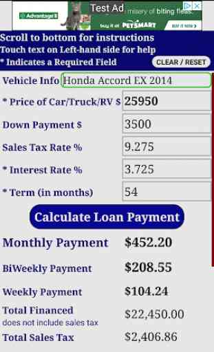 Auto Car Loan Payment Calculator Free 2