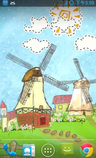 Cartoon Grassland windmill FLW 1