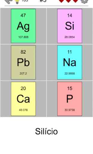 Elementos químicos e tabela periódica: Nomes teste 3