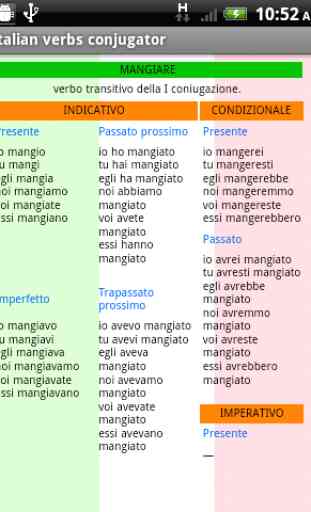 Conjugador de verbos italianos 3