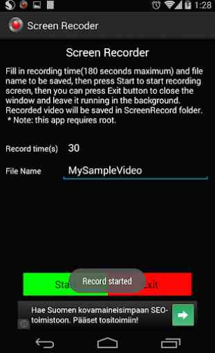 Screen Recorder for Root 3