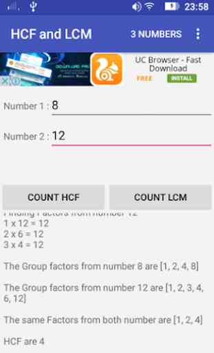 HCF and LCM Calculator 1