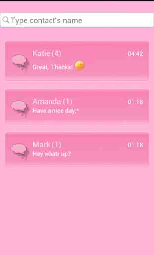 Tema do rosa do gato GO SMS 3