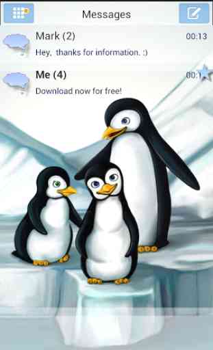 Tema dos pinguins GO SMS Pro 1