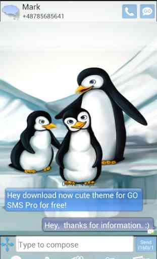 Tema dos pinguins GO SMS Pro 2
