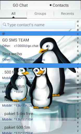 Tema dos pinguins GO SMS Pro 3
