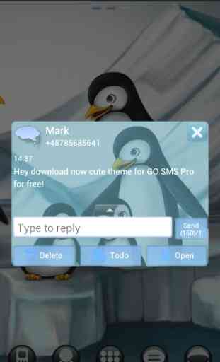 Tema dos pinguins GO SMS Pro 4