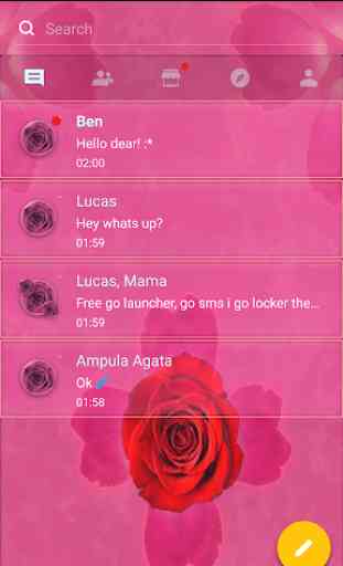 Tema rosa rosa bonito GO SMS 1