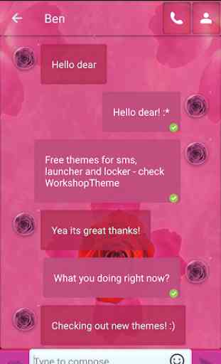 Tema rosa rosa bonito GO SMS 2