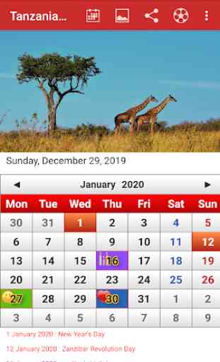 Tanzania Calendar 2020 1
